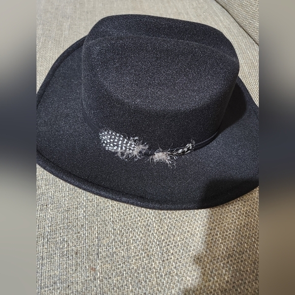 Black feather Fedora hat - Picture 1 of 3